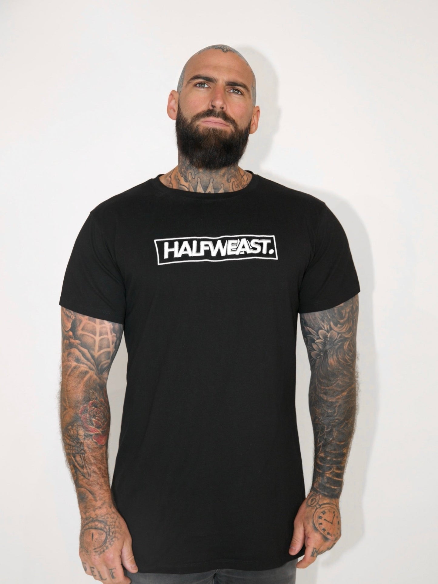 Men's Embroidered tall tee - black